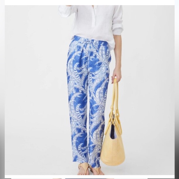 NWT J.McLaughlin Giada Printed Flat Front Elastic Drawstring Waist Pull-On Pants - Picture 2 of 7